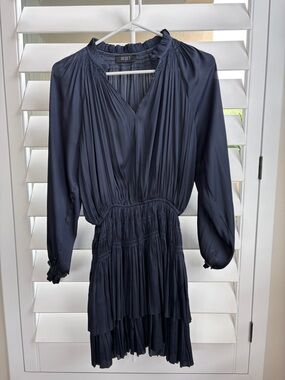 The Reset Navy Blue Pleated Mini Dress